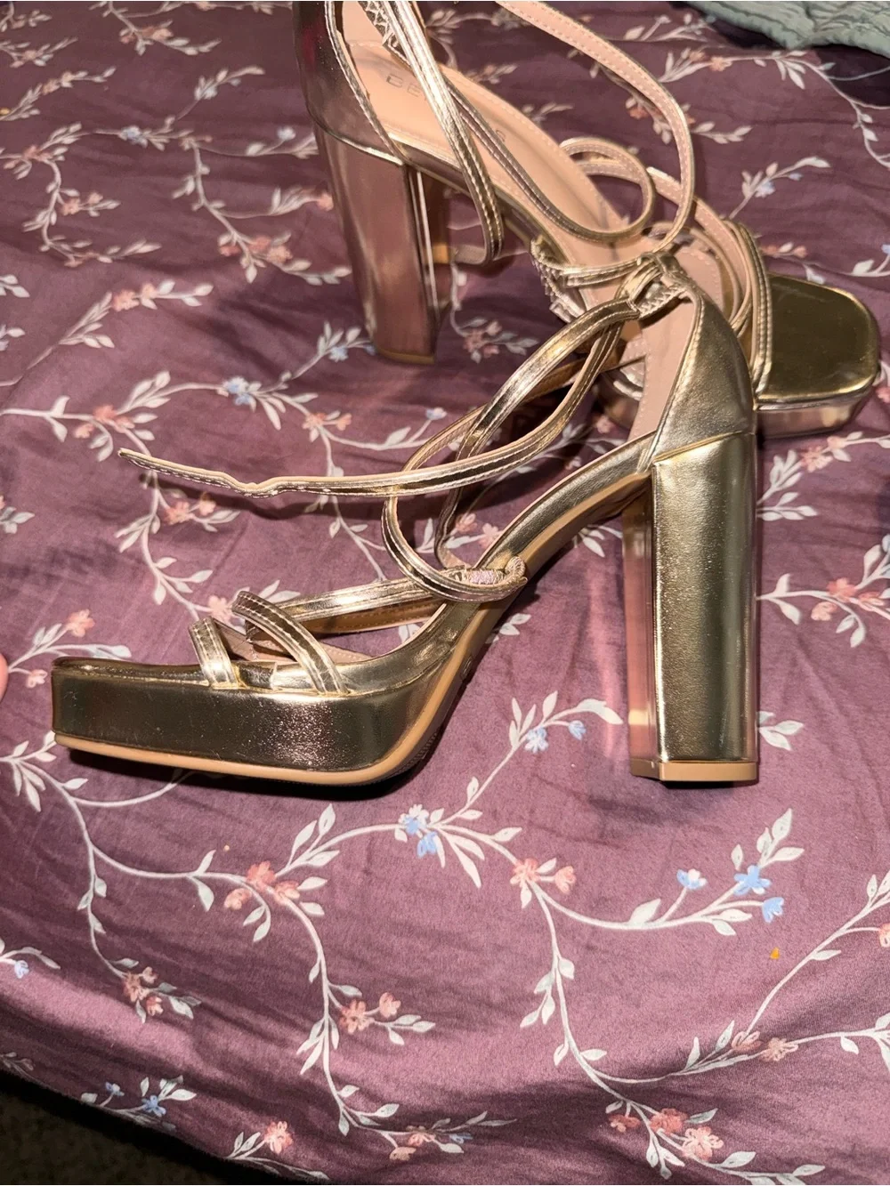 Gold Platform Strappy Women's Sandals
